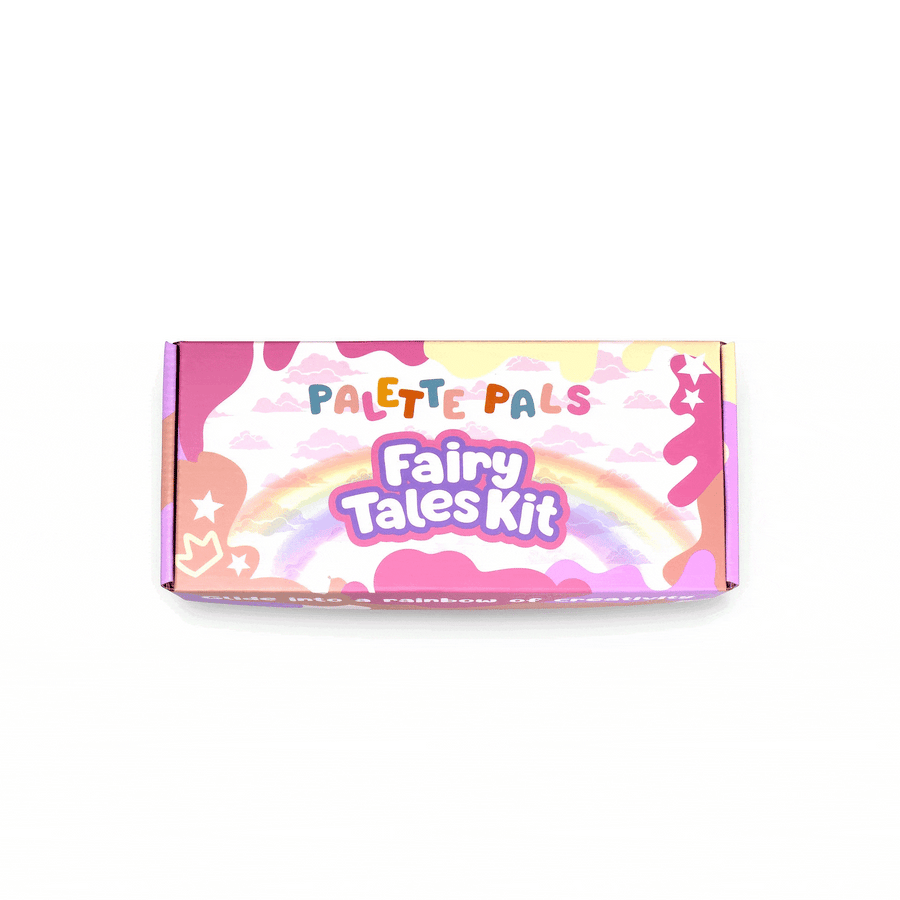 Animated demo showing the contents of the Palette Pals FairyTales kids face paint kit