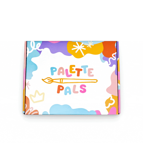 Animated demo showing the contents of the Palette Pals Imagination kids face paint kit
