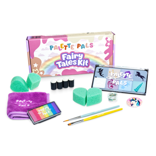 The Palette Pals FairyTales Kids Face Paint Kit box with unicorn and fairy designs