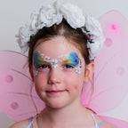 Child wearing a fairy face paint design from the FairyTales kit